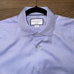 16" Charles Tyrwhitt Purple Spread Collar Non-Iron Mayfair Weave Shirt ESF